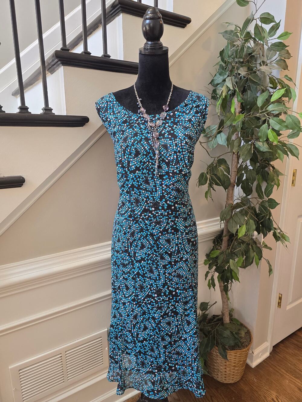 Maggie Barnes Shift Dress Women's SZ 20W Multicolor Geometric Back Zipper Lined